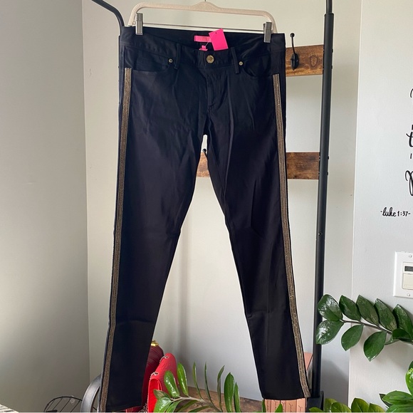 Lilly Pulitzer worth skinny low rise with side sequins pants in onyx size 6 NEW - Picture 7 of 8